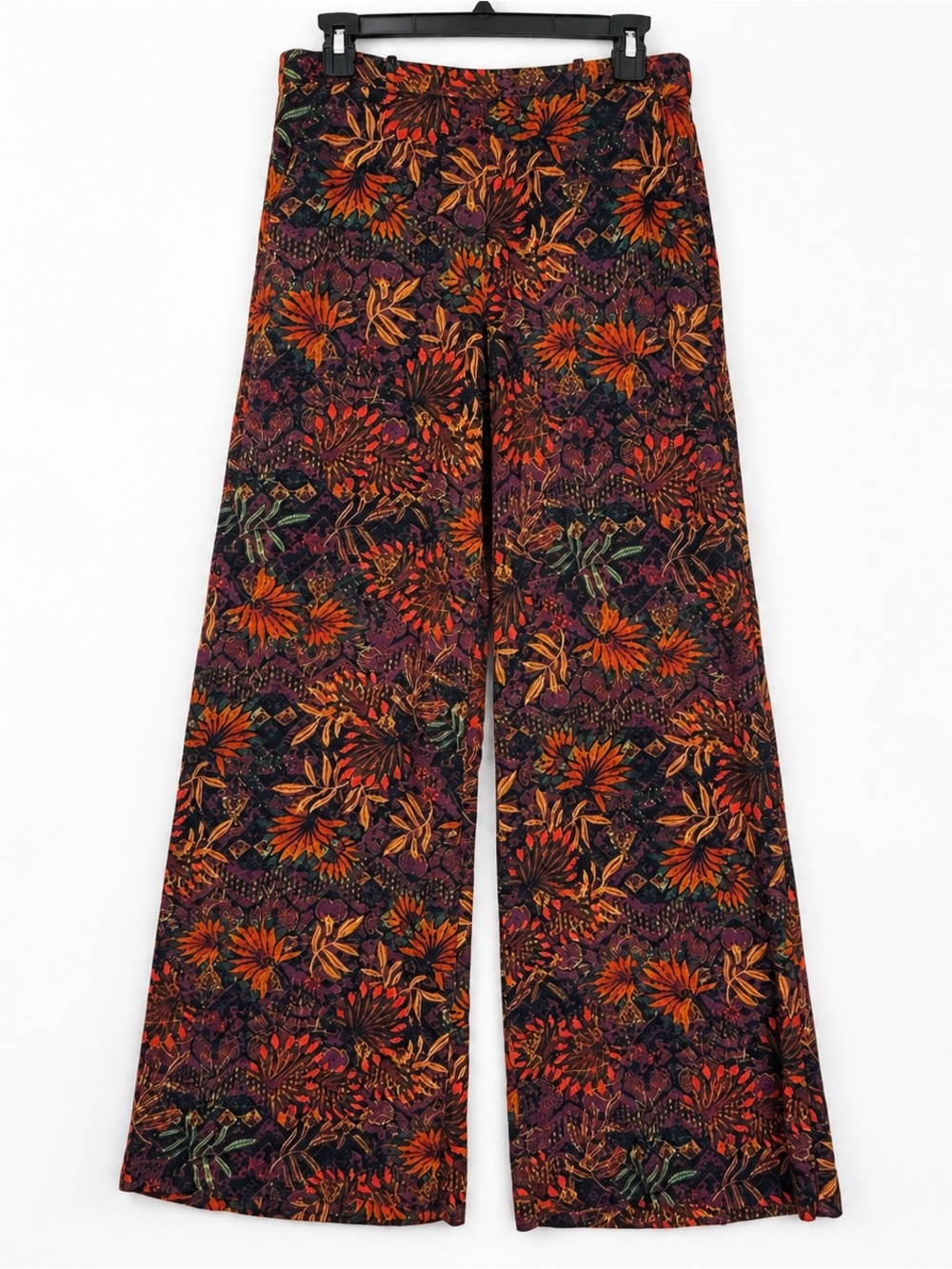 H&M 10 Dark Floral High Rise Wide Leg Palazzo Pants Side Zip
